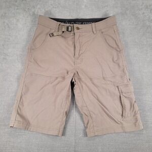 Prana Outdoor Hiking Shorts Cargo Pockets Belted Khaki‎ Comfort Size Small